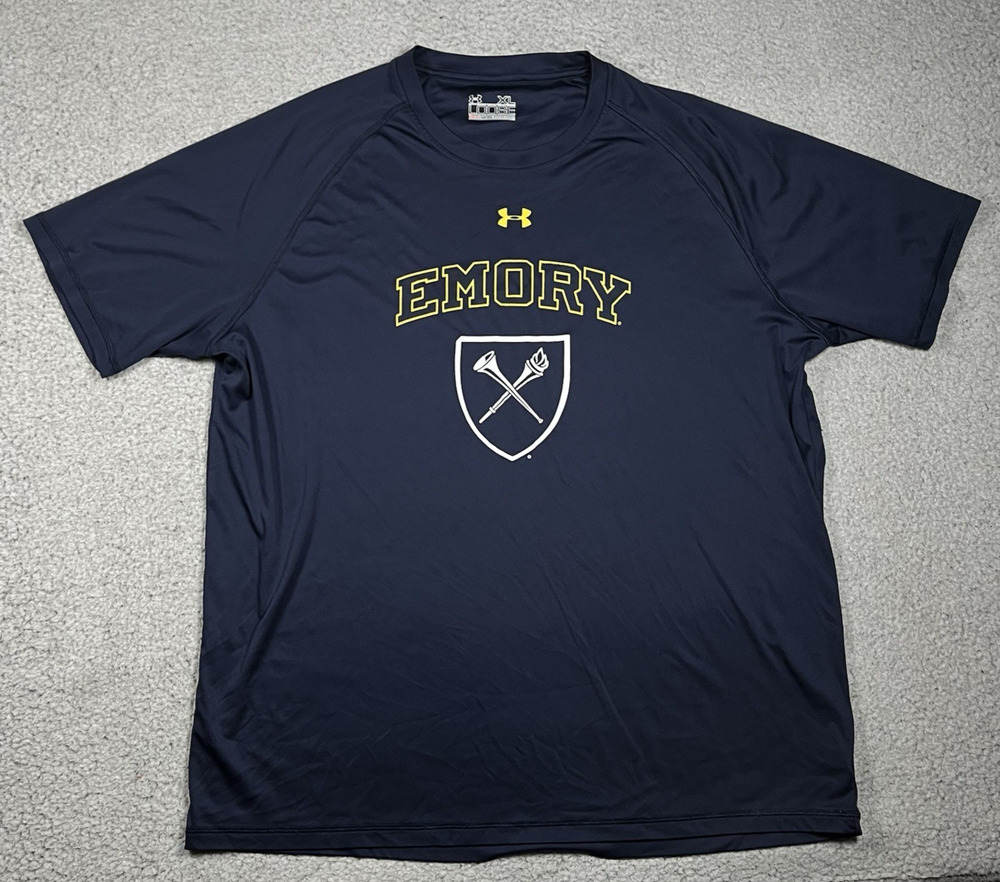 Emory University Shirt Mens XL Blue Under Armour Performance Athletic Logo